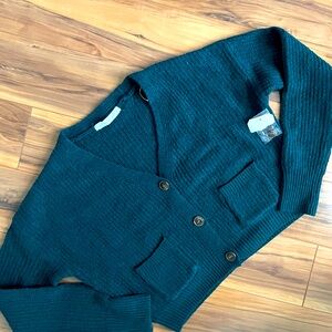 Altar'd State Teal Blue Cardigan Sweater with Ribbed Knit Size XS NWT